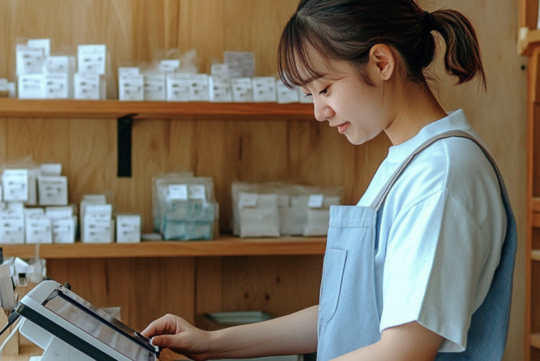 small business owner using payment method